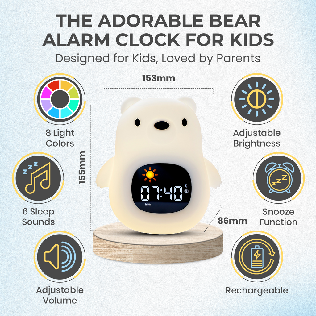 The Bright Basics Nightlight & Alarm Clock - Bear