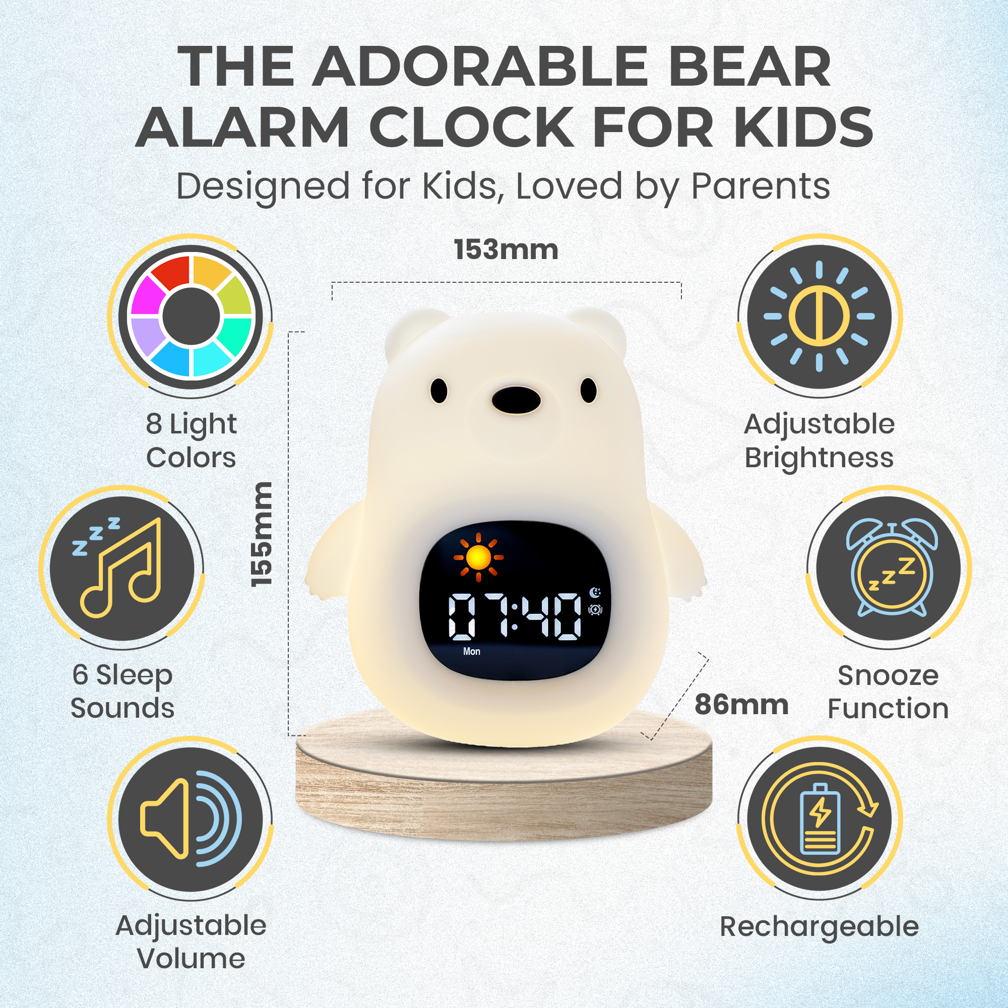 The Bright Basics Nightlight & Alarm Clock - Bear
