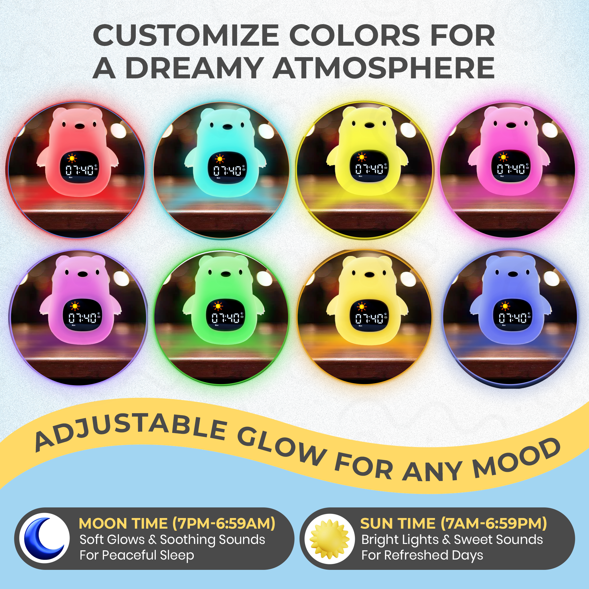 The Bright Basics Nightlight & Alarm Clock - Bear