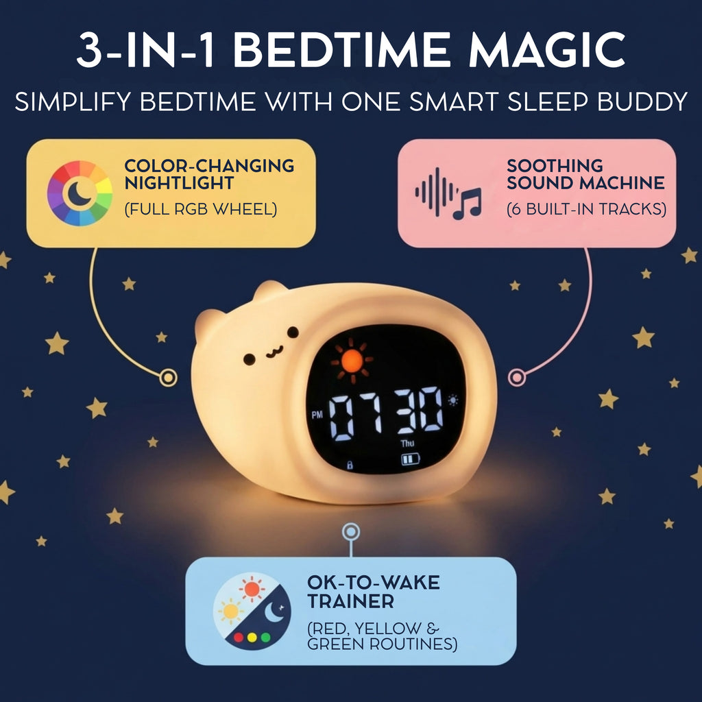 Go & Glow Cat – 3-in-1 Alarm Clock, Nightlight & Sound Machine