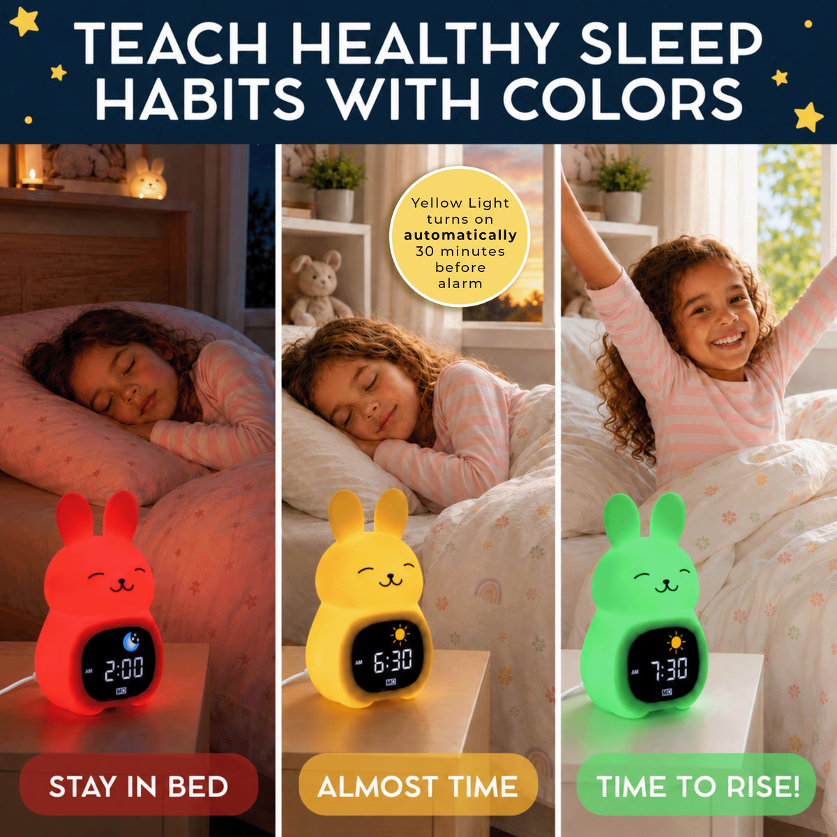 Go & Glow Bunny – 3-in-1 Alarm Clock, Nightlight & Sound Machine