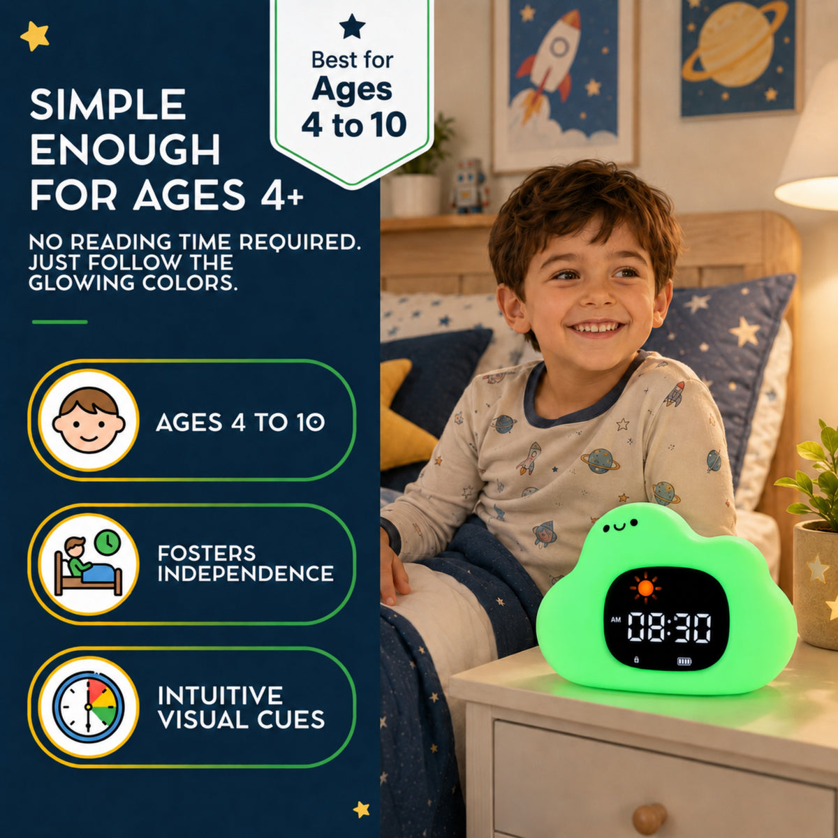 Go & Glow Cloud – 3-in-1 Alarm Clock, Nightlight & Sound Machine