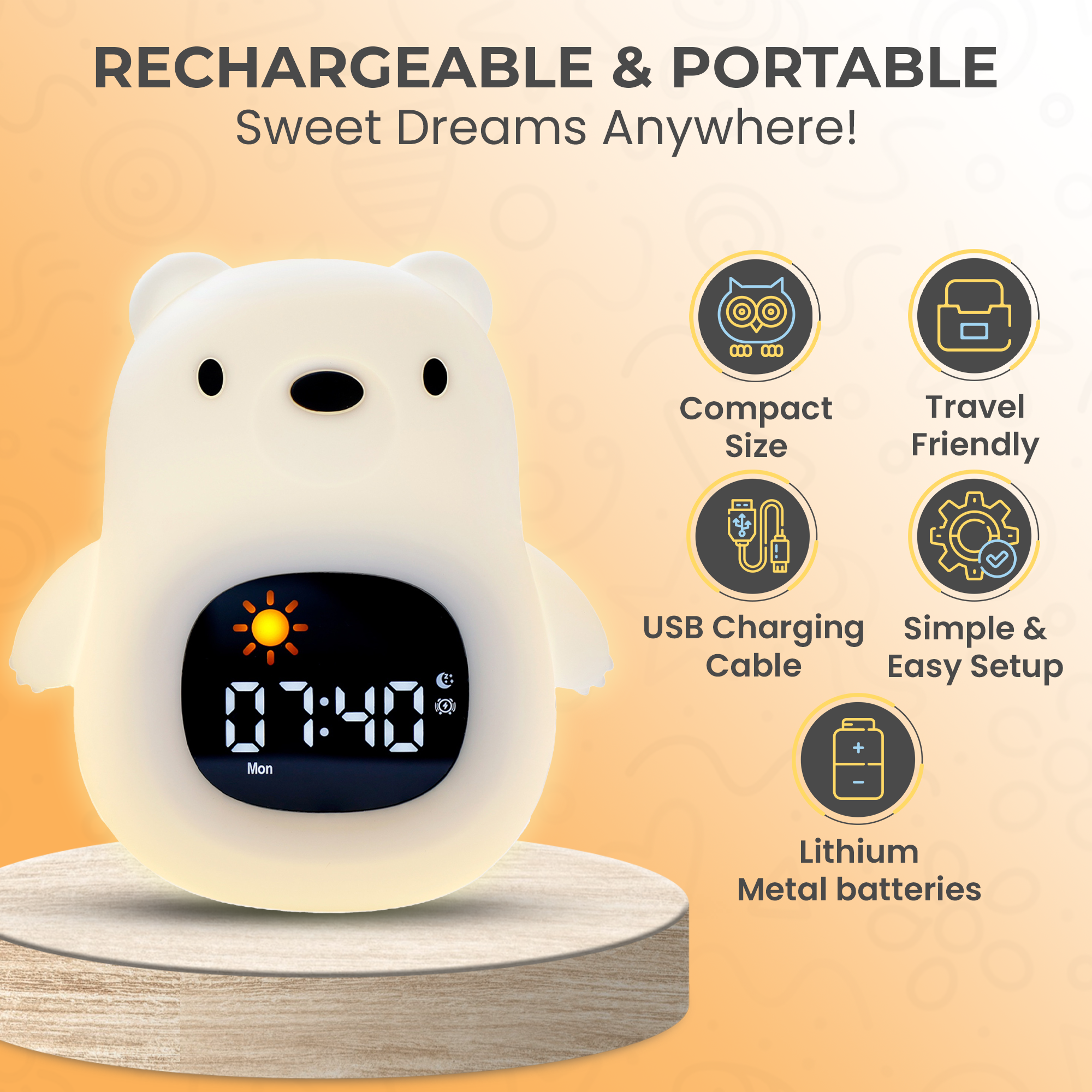 The Bright Basics Nightlight & Alarm Clock - Bear