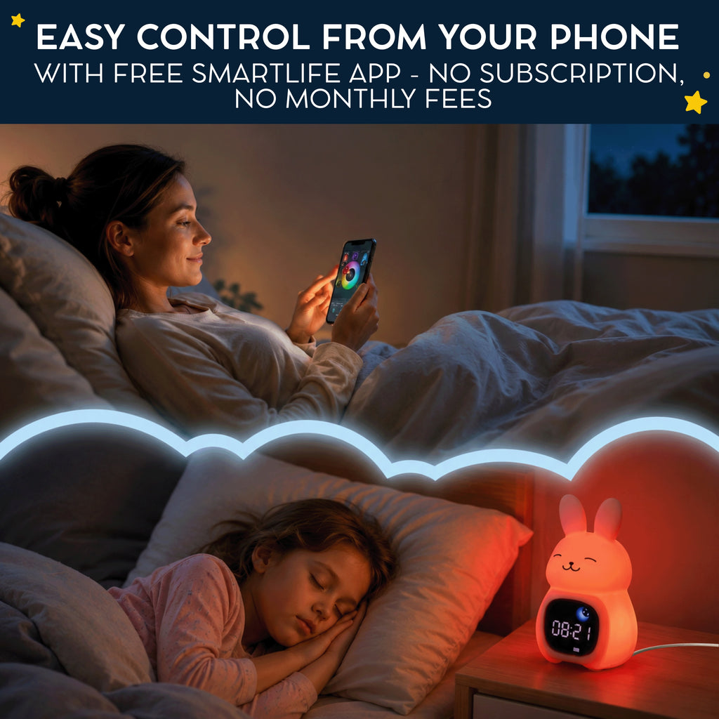 Go & Glow Bunny – 3-in-1 Alarm Clock, Nightlight & Sound Machine