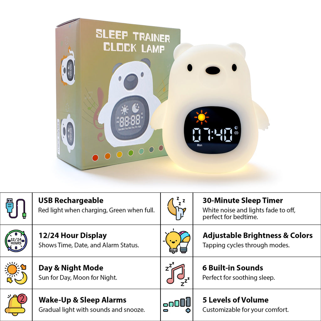 The Bright Basics Nightlight & Alarm Clock - Bear