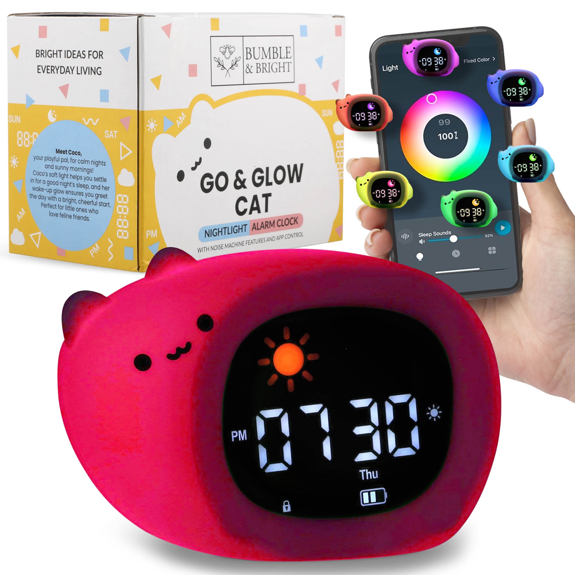 Go & Glow Cat – 3-in-1 Alarm Clock, Nightlight & Sound Machine