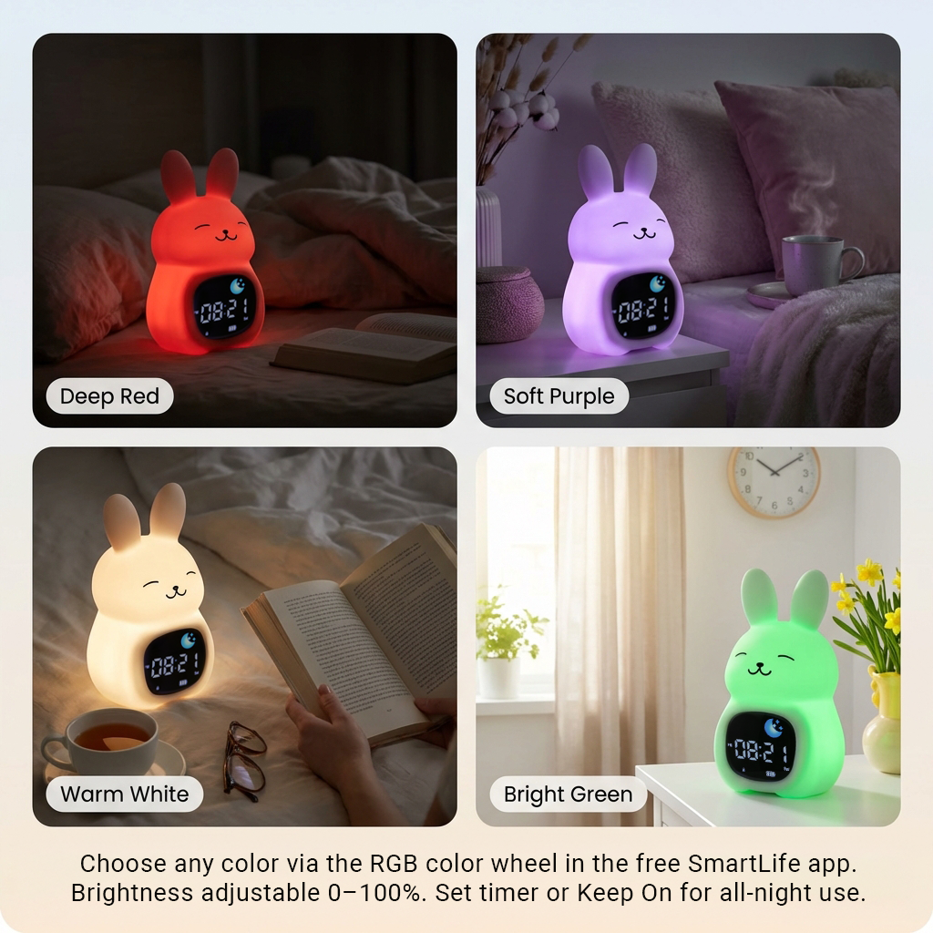 Go & Glow Bunny – 3-in-1 Alarm Clock, Nightlight & Sound Machine