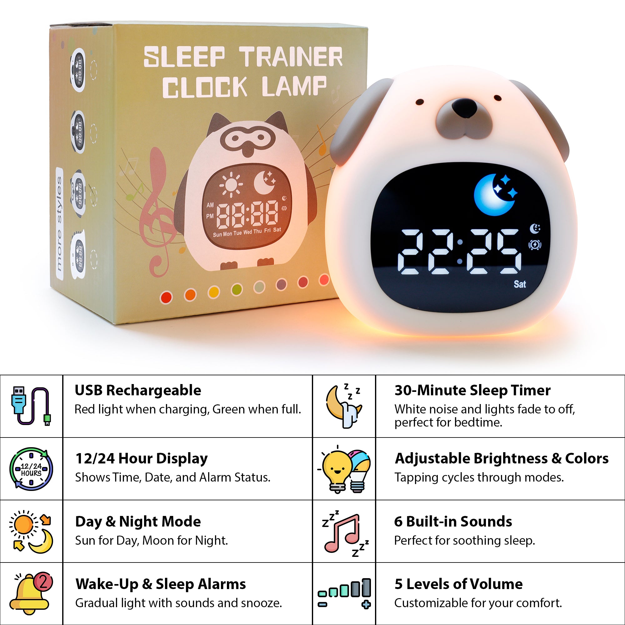 Fun alarm clock for kids in adorable design