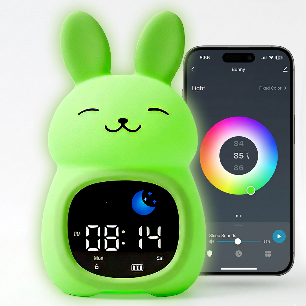 Go & Glow Bunny – 3-in-1 Alarm Clock, Nightlight & Sound Machine