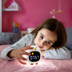 Friendly owl-shaped OK To Wake Clock, a cute alarm clock for kids.