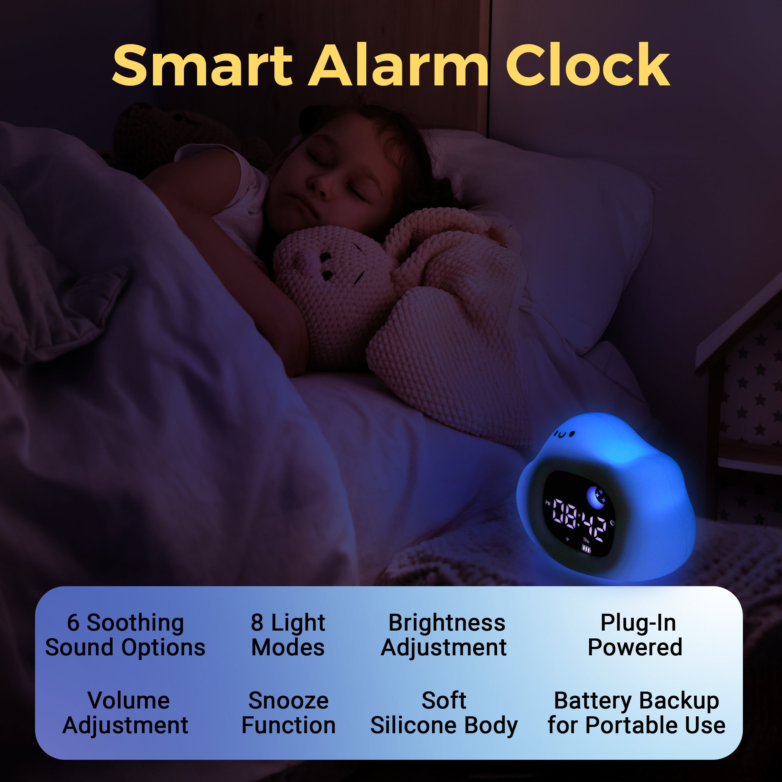 Go & Glow Cloud – 3-in-1 Alarm Clock, Nightlight & Sound Machine
