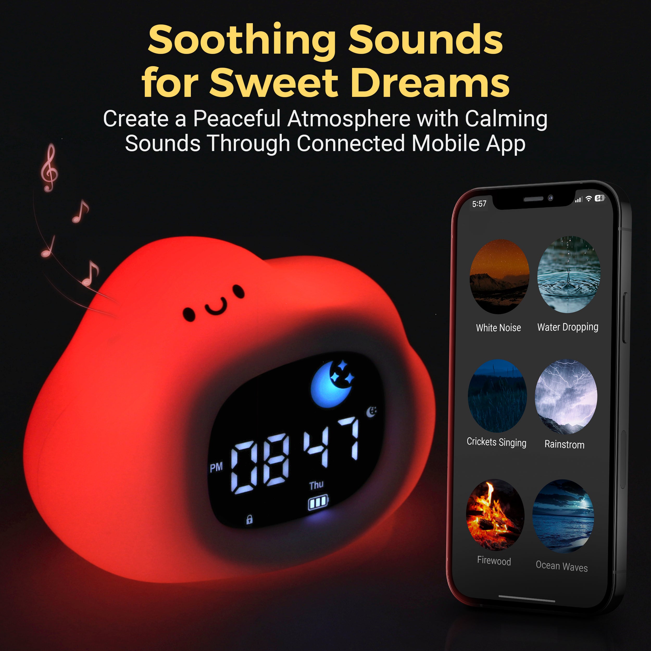 Go & Glow Cloud – 3-in-1 Alarm Clock, Nightlight & Sound Machine